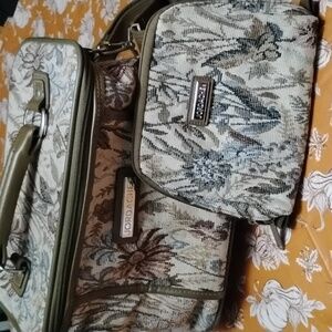 Vintage Jordache Tapestry Makeup Bag Train Case And Smaller Matching Pouch